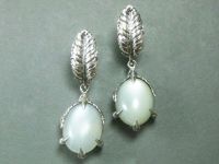 Серьги «Жар-птица» из серебра с лунным камнем